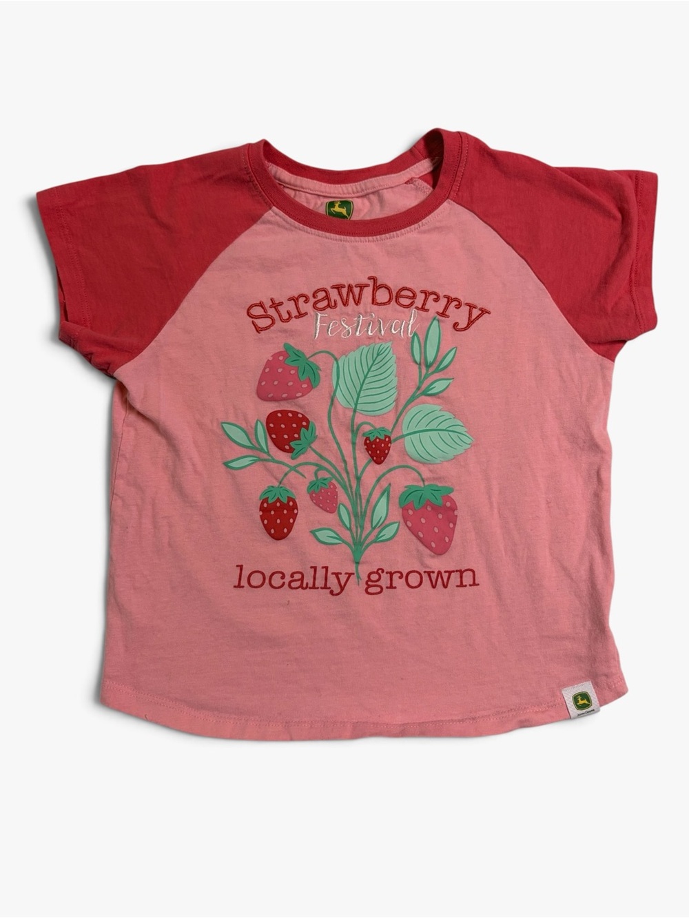 John Deere Pink & Red "Strawberry Festival" Girls’ Tee